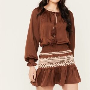 Shyanne Brown Silky Western Dress Medium